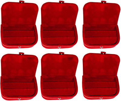 

Abhinidi Set of 6 velvet case Earring Jewelry storage travelling folder Jewellery Vanity Box(Maroon)