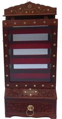 

Handicraft BANGLE HOLDER WITH A DRAWER TO PUT JEWELLERY AND MAKEUP ACCESSORIES Jewellery, Makeup Vanity Box(Brown)