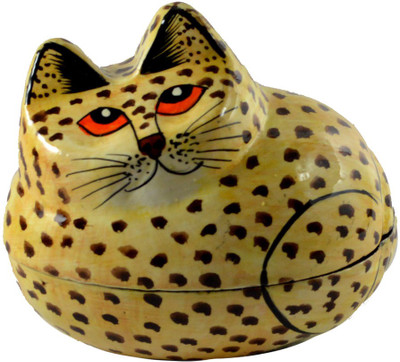 

Craftuno Handcrafted Paper Mache Cat Showpiece Vanity Box(Multicolor)