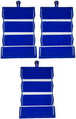

Abhinidi Set of 3 velvet Earring Folder case Jewellry storage travelling Jewellery Vanity Box(Blue)