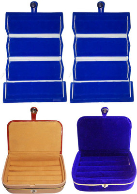 

Abhinidi Combo of 4 velvet case Ring and Earring storage travelling Folder Jewellery Vanity Box(Multicolor)