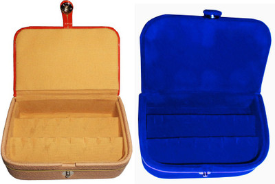 

Abhinidi Set of 2 velvet Vanity case Ring and Earring storage travelling Folder Box Vanity Box(Multicolor)
