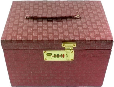 

Addyz Makeup Bangle Earring Ring Watch Cosmetic Locker Box Storage Vanity Box(Maroon)