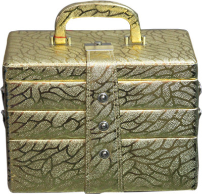 

Leather World Premium Jewellery box Vanity Box(Golden)