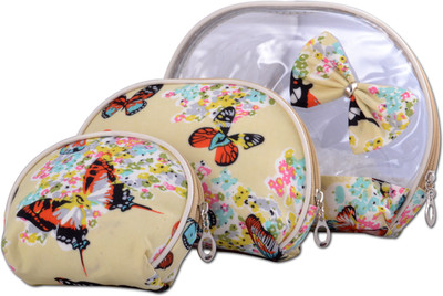 

Styler Butterfly Pouch Set of 3 Makeup Vanity Box(Beige)