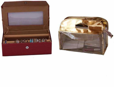 

Kuber Industries Two Bangle Roll & Vanity Jewellery Vanity Box(Maroon, Gold)