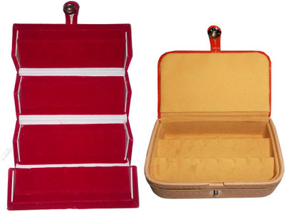 

Abhinidi Combo of 2 velvet case Ring and Earring storage travelling Folder Jewellery Vanity Box(Multicolor)