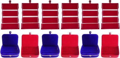

Abhinidi Combo of 12 velvet case Ring and Earring storage travelling Folder Jewellery Vanity Box(Multicolor)