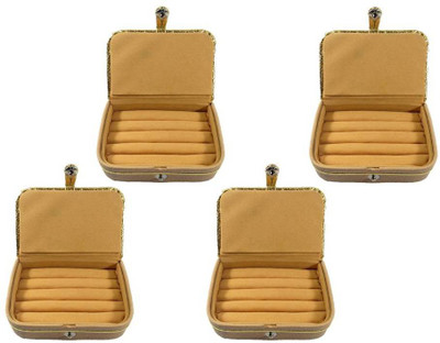 Addyz Combo Pack Of 4 Pieces Ring Case Jewellery Vanity Box(Gold)