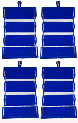 

Abhinidi Set of 4 velvet Earring Folder case Jewellry storage travelling Jewellery Vanity Box(Blue)