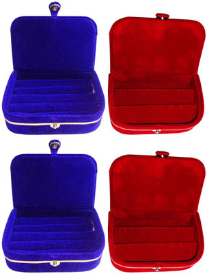 

Abhinidi Combo of 4 velvet case Ring and Earring storage travelling Folder Jewellery Vanity Box(Multicolor)
