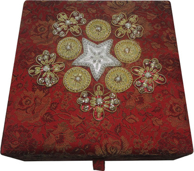 

Avinash Handicrafts 8x8x3" kit Red in Zari work Makeup and jewellery Vanity Box(Red)