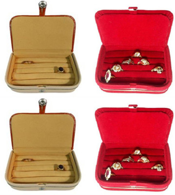 

Abhinidi Pack of 4 Ring box earring case Travelling Pouch Box Vanity Box(Brown,Red)