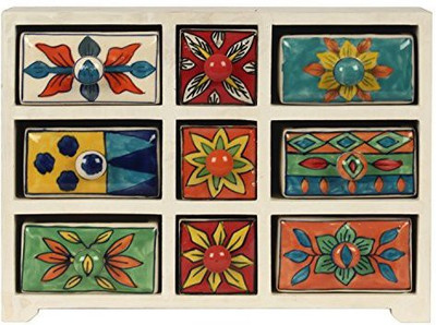 

The Decor Mart Decor Mart - Jewellery Box - Wood / Ceramic - Multi Color - 9 X 12.5 inch Makeup Vanity Box(Multi Color)