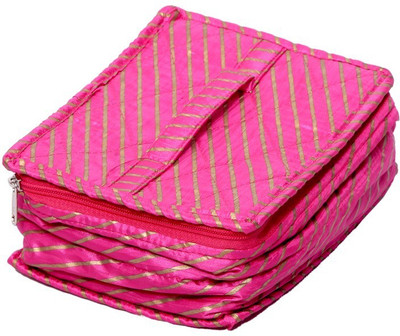 

Kuber Industries Jewellery Kit in Heavy Quilted Silk Material Make Up Vanity Box(Pink)