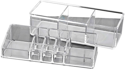 

Shopinbag Acrylic Cosmetic Organizer Dual 14 Section Vanity Box for Makeup Jewellery Precious Metal Storage Case Women/Girl Vanity Box(Transparent)