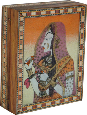 

R S Jewels Jaipur Gem Stone Painting Wooden Handicraft Jewellery Vanity Box(Multicolor)