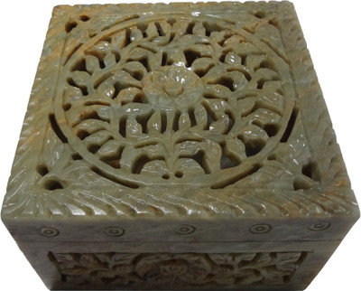 

Avinash Handicrafts Stone Jewellery (Square) 4x4x2.5 inch Carved Multi Purpose Vanity Box(Multicolor)