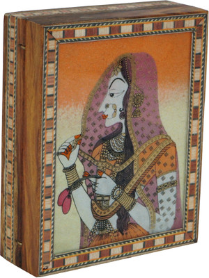 

R S Jewels Jaipur Gem Stone Painting Wooden Handicraft Jewellery Vanity Box(Multicolor)