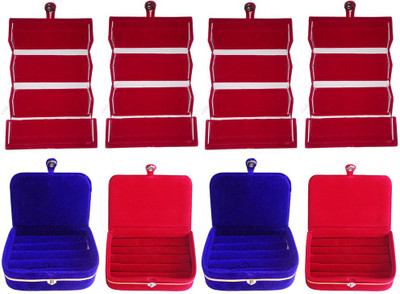 

Abhinidi Combo of 8 velvet case Ring and Earring storage travelling Folder Jewellery Vanity Box(Multicolor)