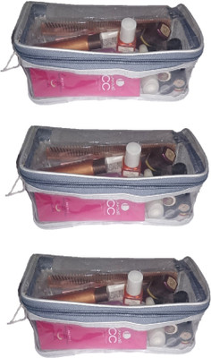 

Addyz Pack of Three Cosmetic Bag Organizer Makeup Storage Jewellery Vanity Box(Transparent)