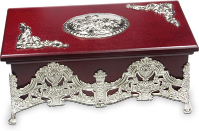 

Treta Crystal Flower Wooden Jewellery box Makeup Vanity Box(Silver, Brown)