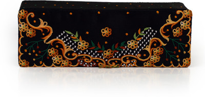 

Soulful Threads Yellow Thread Aari Embroidered Black Net Bangle Vanity Box(Black)