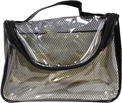 

Pretty Krafts Black Color Transparent PVC Makeup cum Vanity Box(Black)