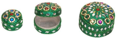 Onlineshoppee Set of 3 Jewellery Box Vanity Box(Green)