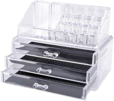 

Sukot Cosmetic Makeup Jewelry Organizer Acrylic Box Makeup Cosmetic Box Vanity Box(Clear)