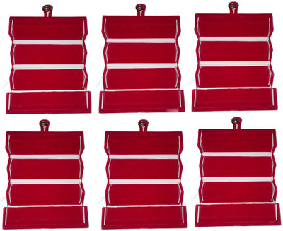 

Abhinidi Set of 6 velvet Earring Folder case Jewellry storage travelling Jewellery Vanity Box(Maroon)