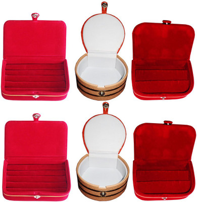 

Abhinidi Combo of 6 velvet case Ring and Earring storage travelling Folder Jewellery Vanity Box(Multicolor)