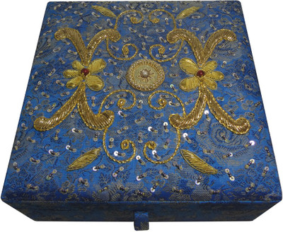 

Avinash Handicrafts 8x8x3" Blue kit in Zari work Makeup and jewellery Vanity Box(Blue)