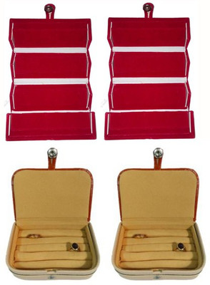 

Abhinidi Pack of 4 Ear Ring Folder Ring Case Travelling Pouch Box Vanity Box(Red,Brown)