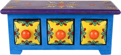 

The Decor Mart Wooden and Ceramic Jewelery Box Multipurpose Box Vanity Box(Multicolor)