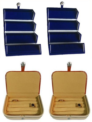 

Abhinidi Pack of 4 Ear Ring Folder Ring Case Travelling Pouch Box Vanity Box(Blue,Brown)