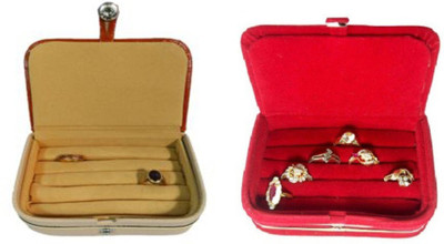 

Abhinidi Pack of 2 Ring box earring case Travelling Pouch Box Vanity Box(Brown,Red)