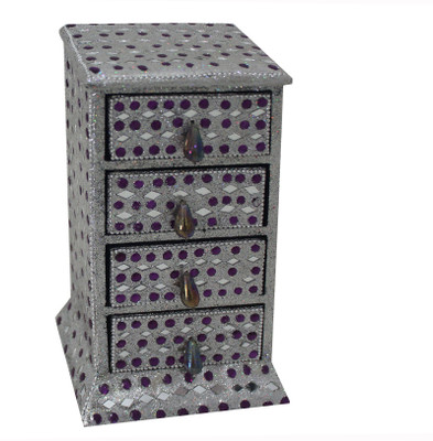 

Tezerac Glittery Drawer Set Jewellery Vanity Box(Silver)