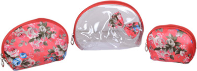 

Styler Flower Printed Transparent Makeup Vanity Box(Red)