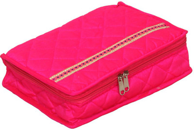 

Kuber Industries " Pink Quilted Satin Jewellery Organiser/ Jewellery Kit (Wedding Collection Gift) " Multi purpose Vanity Box(Pink)