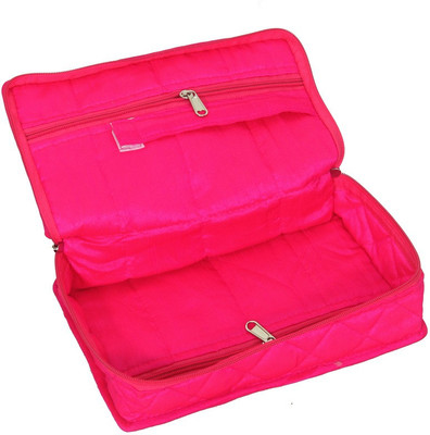 

Kuber Industries Pink Quilted Satin Jewellery Organiser/ Jewellery Kit (Wedding Collection Gift) Multi purpose Vanity Box(Pink)