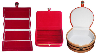 

Abhinidi Combo of 3 velvet case Ring and Earring storage travelling Folder Jewellery Vanity Box(Multicolor)