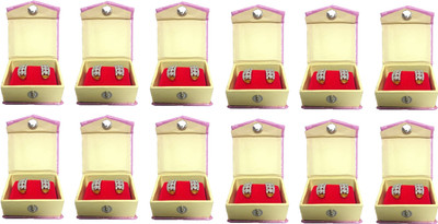 

Addyz pack of twelve one pair Earring, Tops, studs box case jewellery Vanity Box(pink)