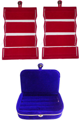 

Abhinidi Set of 3 velvet case Ring and Earring storage travelling Folder Jewellery Vanity Box(Multicolor)