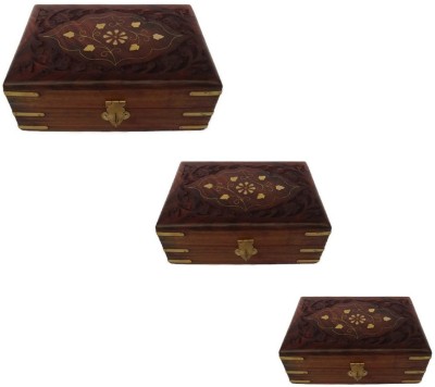 

Desi Karigar set of three makeup Vanity Box(Brown)