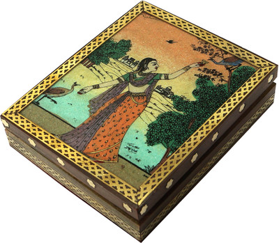 

R S Jewels Wooden Gemstone Painting Handmade Jewellery Vanity Box(Multicolor)