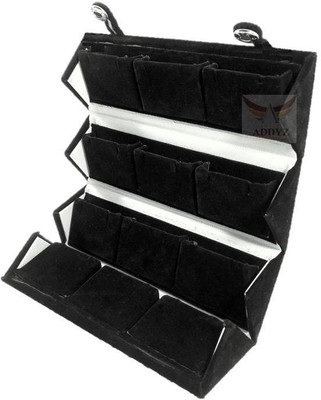 Addyz Earring Case Folder Jewellery Vanity Box(Black)
