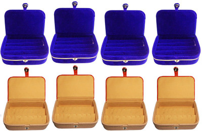 

Abhinidi Combo of 8 velvet case Ring and Earring storage travelling Folder Jewellery Vanity Box(Multicolor)