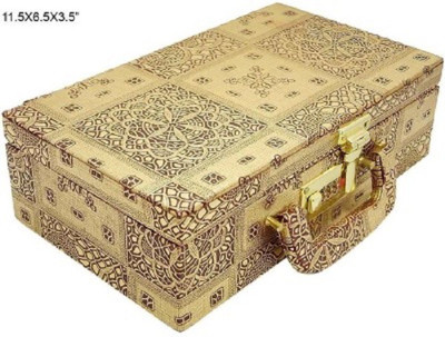 KUBER INDUSTRIES Two Rods Transparent Bangle Organizer Box Velvet Coated Storage Case With lock System Make Up Vanity Box(Golden)
