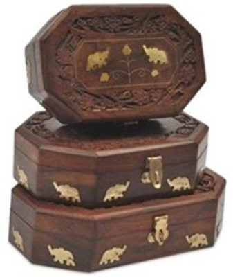 

Desi Karigar Elephant Jewellery Vanity Box(Brown)